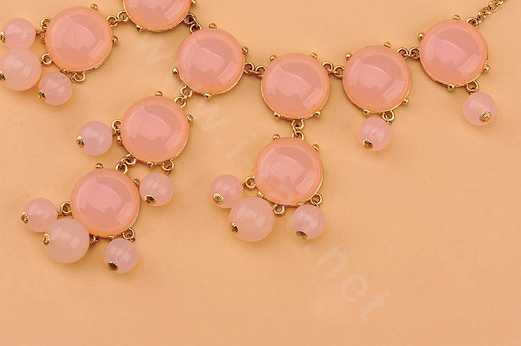 High-end fashion women choker sweet exaggeration luxury candy bib necklace - Crystal Pink