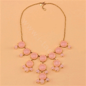 High-end fashion women choker sweet exaggeration luxury candy bib necklace - Crystal Pink