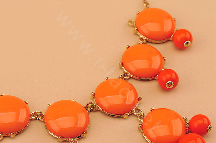 High-end fashion women choker sweet exaggeration luxury candy bib necklace - Orange
