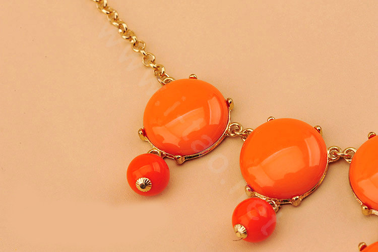 High-end fashion women choker sweet exaggeration luxury candy bib necklace - Orange