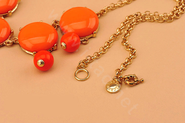 High-end fashion women choker sweet exaggeration luxury candy bib necklace - Orange