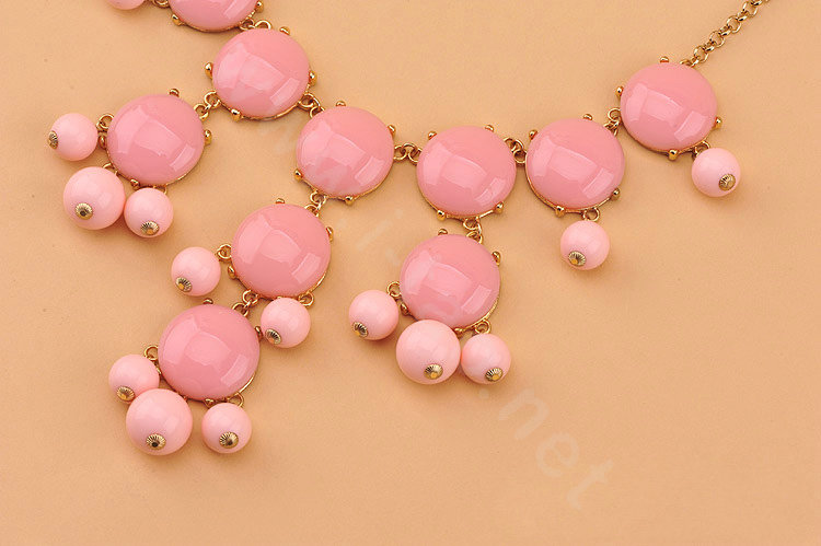 High-end fashion women choker sweet exaggeration luxury candy bib necklace - Pink