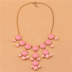 High-end fashion women choker sweet exaggeration luxury candy bib necklace - Pink