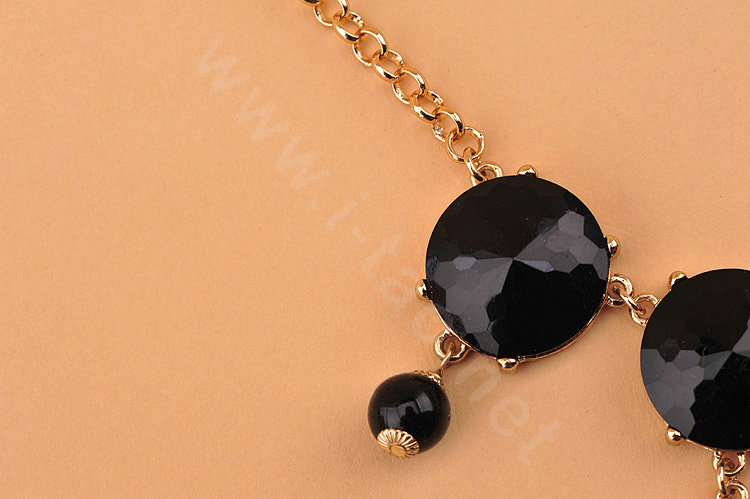 High-end fashion women choker sweet exaggeration luxury candy gems bib necklace - Black