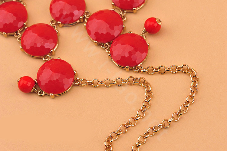 High-end fashion women choker sweet exaggeration luxury candy gems bib necklace - Red