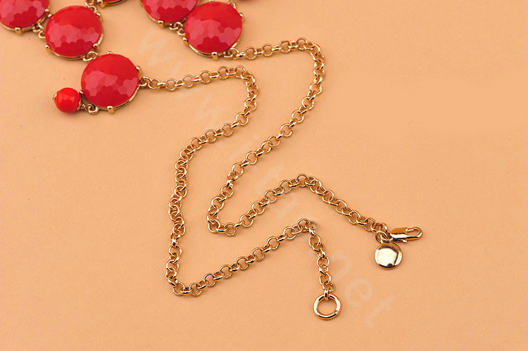 High-end fashion women choker sweet exaggeration luxury candy gems bib necklace - Red