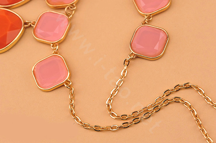 High-end fashion women choker sweet luxury candy gems bib necklace - Orange