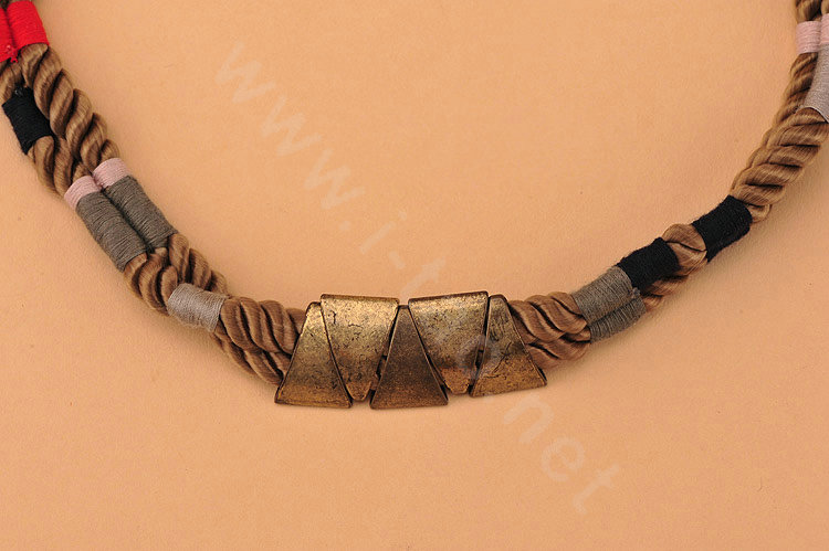 High-end fashion women man choker exaggeration luxury retro rope bib necklace - Coffee