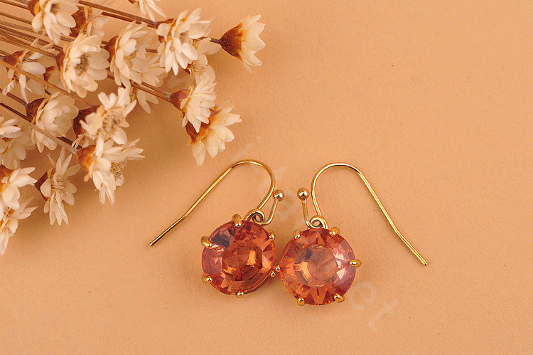 Luxury fashion women crystal diamond earrings 18k gold - Champagne