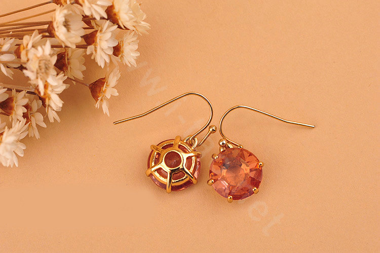 Luxury fashion women crystal diamond earrings 18k gold - Champagne