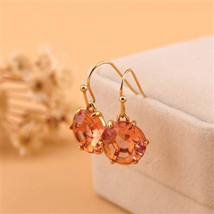 Luxury fashion women crystal diamond earrings 18k gold - Champagne