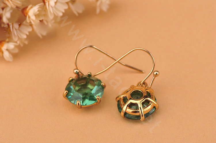 Luxury fashion women crystal diamond earrings 18k gold - Green