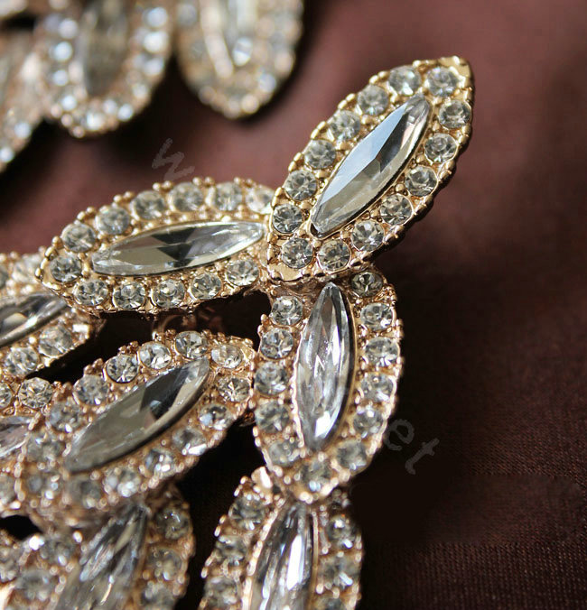 Luxury fashion women diamond crystal earrings 18k gold plated - White