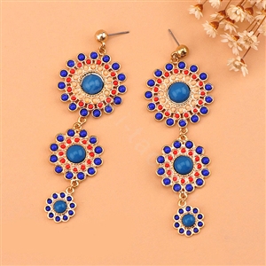 Luxury fashion women flower sweet candy gems earrings - Blue