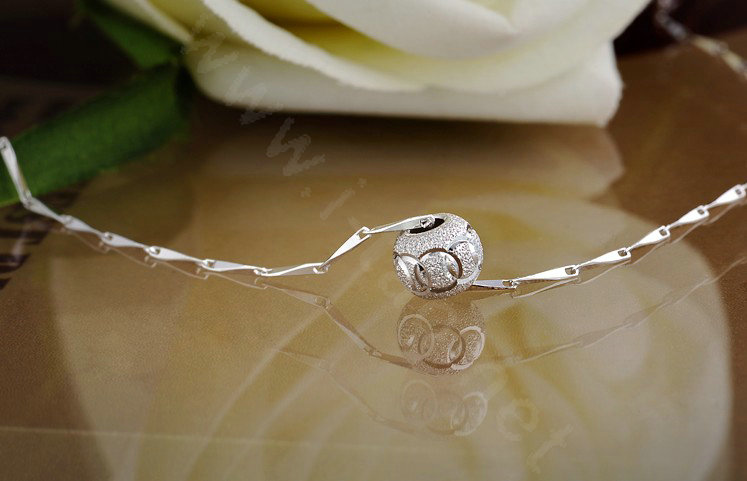 925 sterling silver solid ball bead pendant necklace clavicle chain 16 inch 40cm