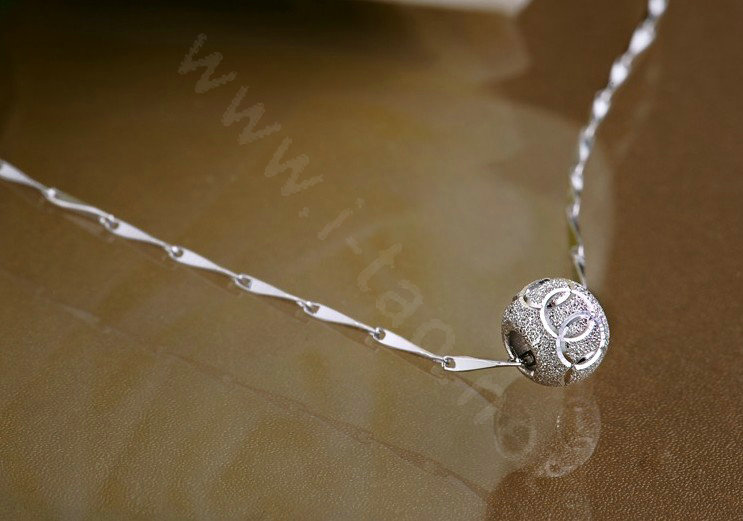 925 sterling silver solid ball bead pendant necklace clavicle chain 18 inch 45cm