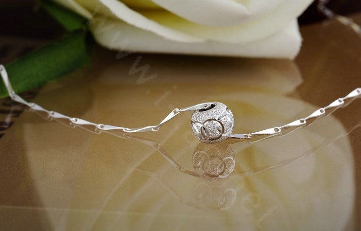 925 sterling silver solid ball bead pendant necklace clavicle chain 18 inch 45cm
