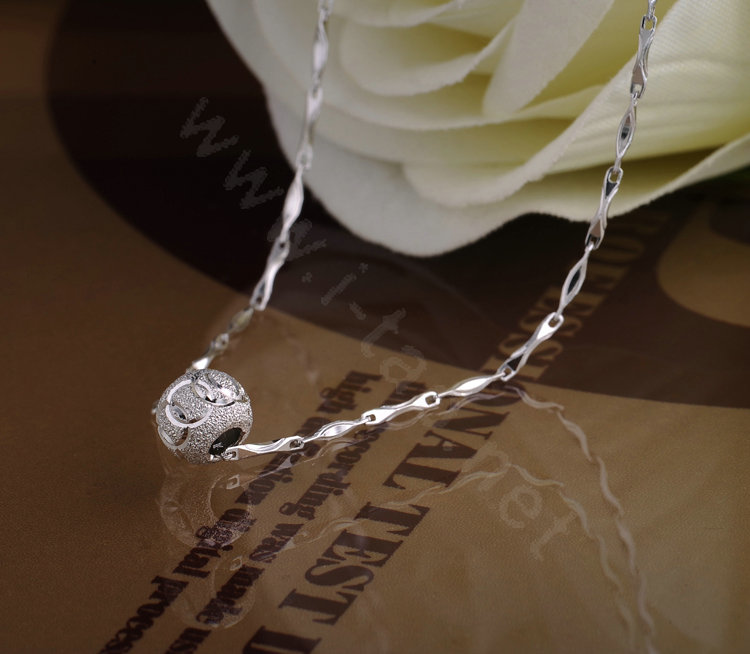 925 sterling silver solid ball bead pendant necklace ingot chain 18 inch 45cm