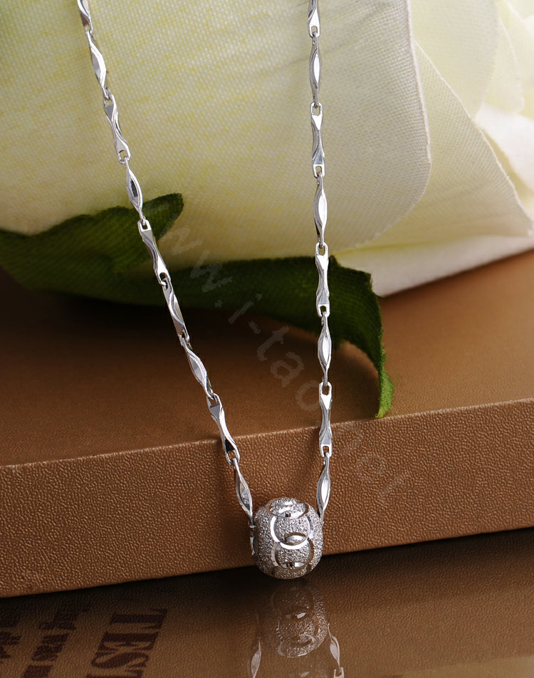 925 sterling silver solid ball bead pendant necklace ingot chain 18 inch 45cm