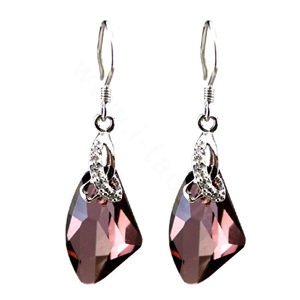 Luxury crystal diamond 925 sterling silver dangle earrings 4cm - Purple
