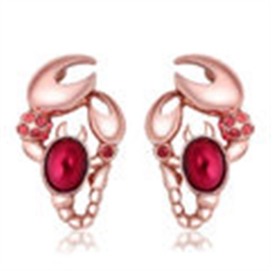Luxury crystal diamond exaggerating scorpion stud earrings 18k rose plated