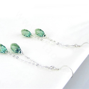 Luxury crystal diamond long raindrop 925 sterling silver dangle earrings - Green