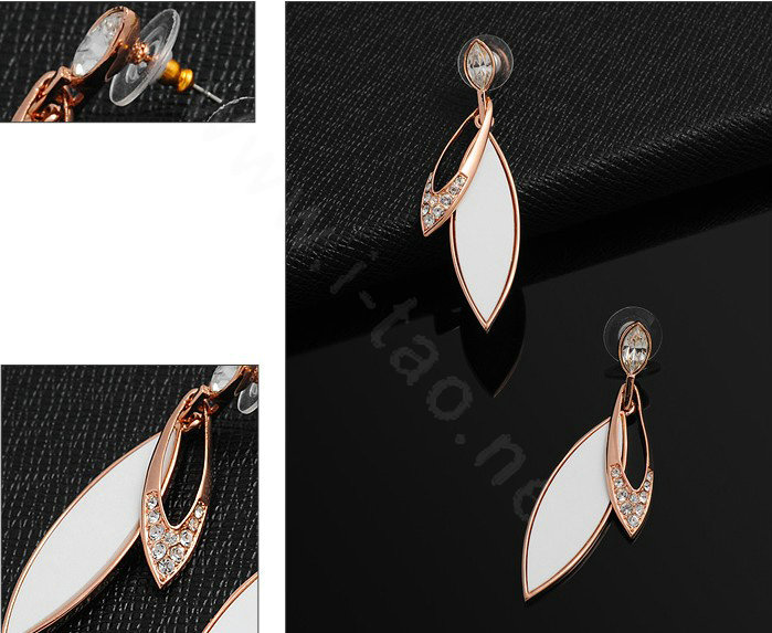 Luxury crystal exaggerating raindrop dangle stud earrings 18k rose gold plated