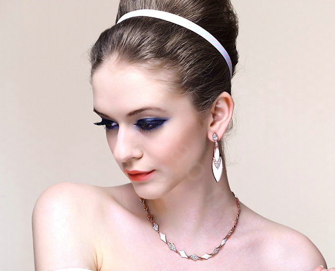 Luxury crystal exaggerating raindrop dangle stud earrings 18k rose gold plated
