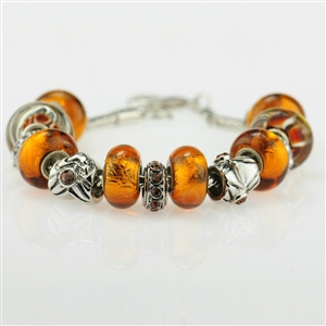 Luxury fashion diamond glass beads women bangle bracelet 18K white gold GP - Gold