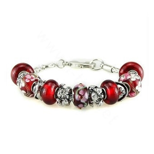 Luxury fashion diamond glass beads women bangle bracelet 18K white gold plated - Red 29