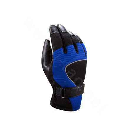 Allfond Man winter warm outdoor sport windproof ski motorcycle riding buckle leather Gloves - Black blue