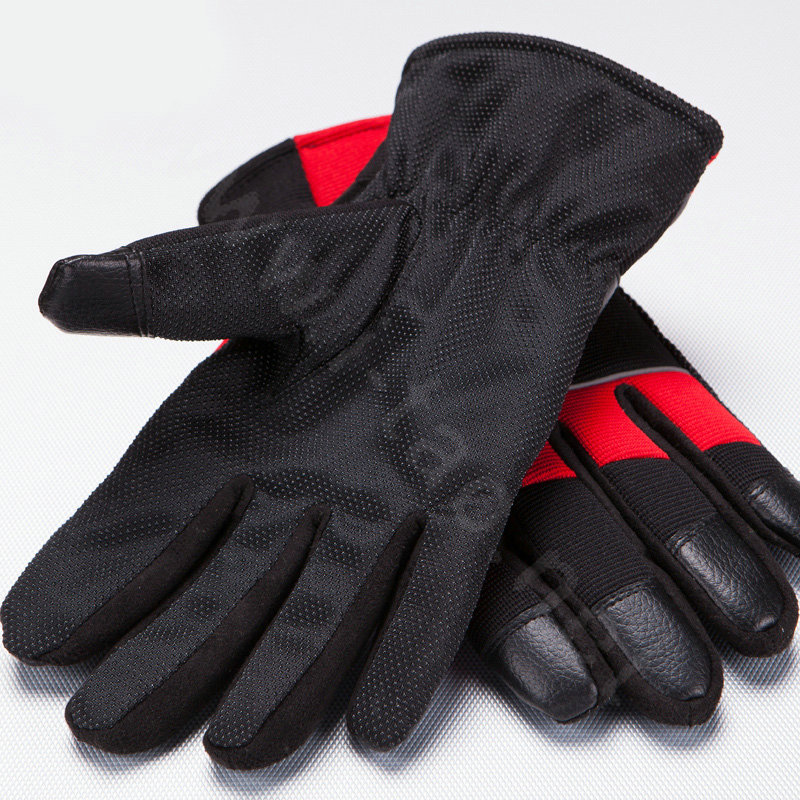 Allfond Man winter warm outdoor sport windproof ski motorcycle riding buckle leather Gloves - Black blue