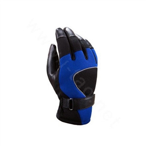 Allfond Man winter warm outdoor sport windproof ski motorcycle riding buckle leather Gloves - Black blue