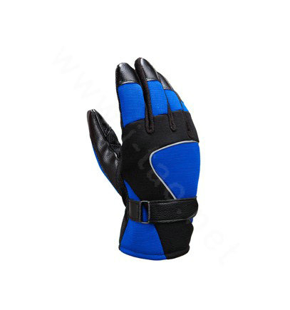 Allfond Man winter warm outdoor sport windproof ski motorcycle riding buckle leather Gloves - Blue black