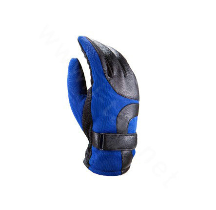 Allfond Man winter warm outdoor sport windproof ski motorcycle riding buckle leather Gloves - Blue