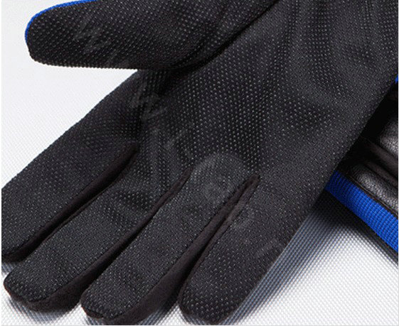 Allfond Man winter warm outdoor sport windproof ski motorcycle riding buckle leather Gloves - Blue