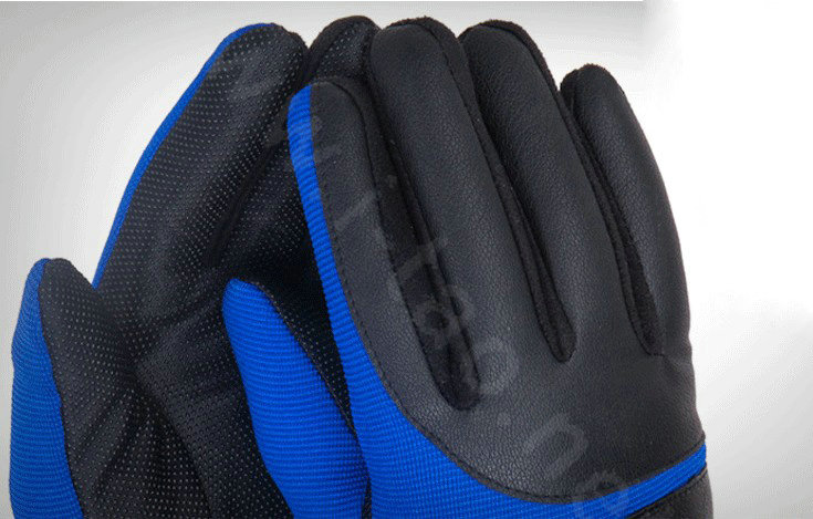 Allfond Man winter warm outdoor sport windproof ski motorcycle riding buckle leather Gloves - Blue