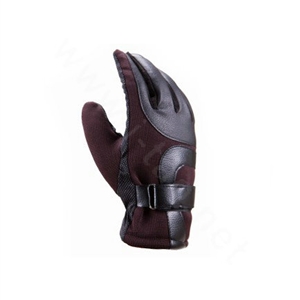 Allfond Man winter warm outdoor sport windproof ski motorcycle riding buckle leather Gloves - Coffee