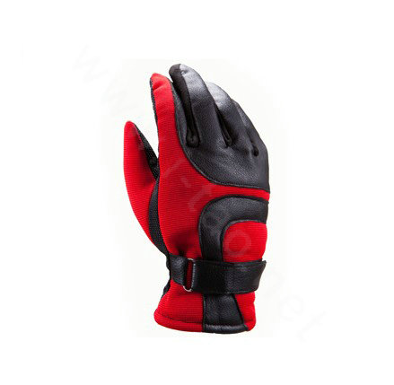 Allfond Man winter warm outdoor sport windproof ski motorcycle riding buckle leather Gloves - Red