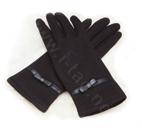 Allfond Women winter touch screen gloves stretch cotton warm business casual solid color gloves - Black