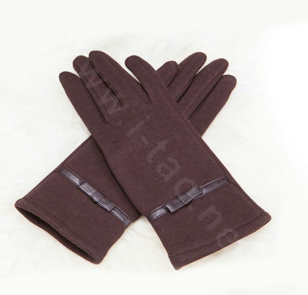 Allfond Women winter touch screen gloves stretch cotton warm business casual solid color gloves - Coffee