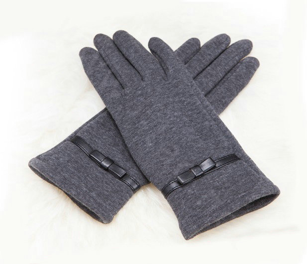 Allfond Women winter touch screen gloves stretch cotton warm business casual solid color gloves - Gray
