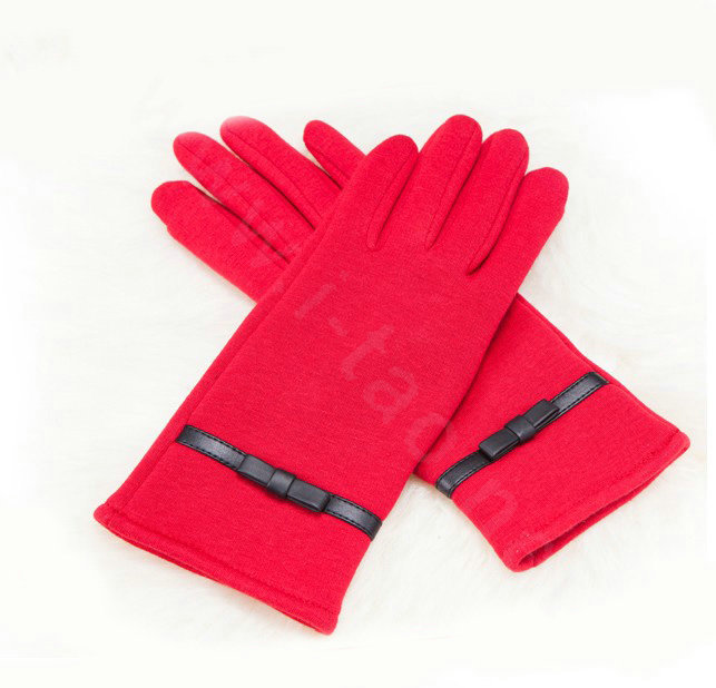 Allfond Women winter touch screen gloves stretch cotton warm business casual solid color gloves - Red