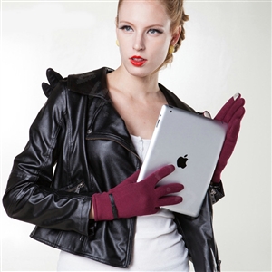 Allfond Women winter touch screen gloves stretch cotton warm business casual solid color gloves - Rose