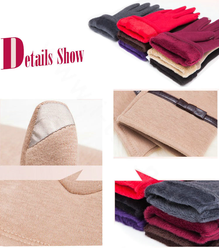 Allfond Women winter touch screen gloves stretch cotton warm business casual solid color gloves - Red
