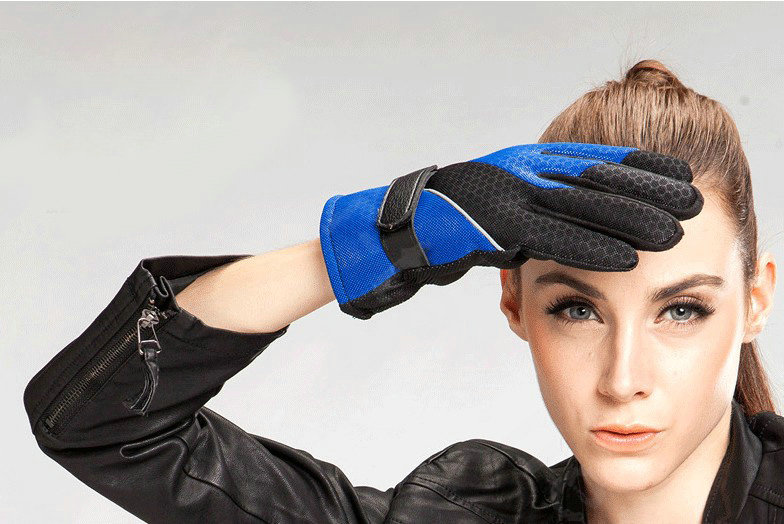Allfond Women winter warm outdoor sport windproof ski motorcycle riding buckle Gloves - Blue