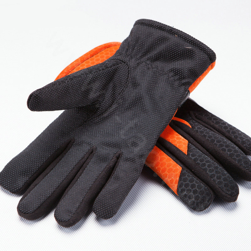Allfond Women winter warm outdoor sport windproof ski motorcycle riding buckle Gloves - Orange