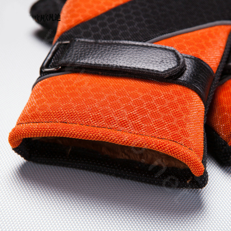 Allfond Women winter warm outdoor sport windproof ski motorcycle riding buckle Gloves - Orange