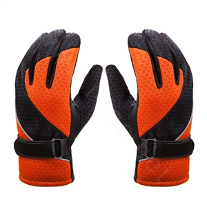 Allfond Women winter warm outdoor sport windproof ski motorcycle riding buckle Gloves - Orange