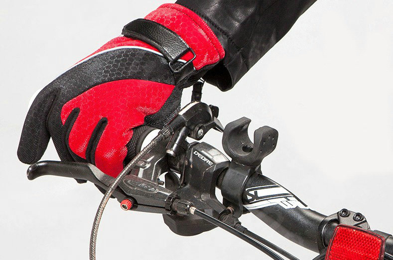 Allfond Women winter warm outdoor sport windproof ski motorcycle riding buckle Gloves - Red